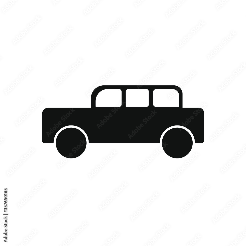 retro car icon, black color on a white background, vector illustration
