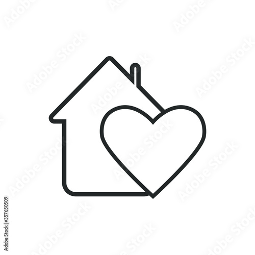 Heart with a home shape in the form of a logo or icon. Vector illustration
