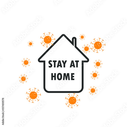Stay at home. Coronavirus defensive campaign or measure, COVID 19. Stay home, quote text, hash tag, or hashtag. Coronavirus, COVID 19, protection logo.

