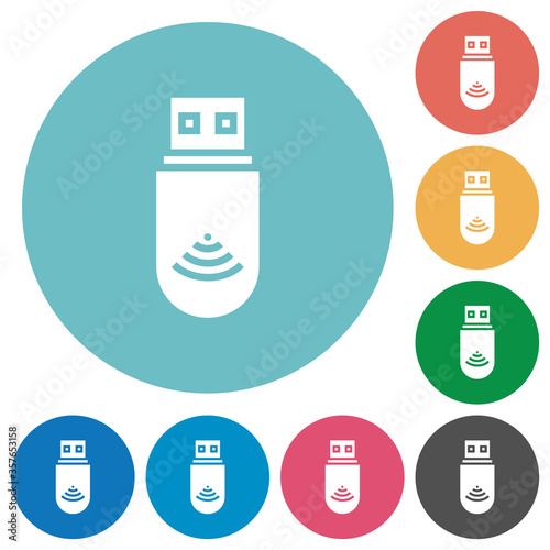 USB wifi dongle flat round icons
