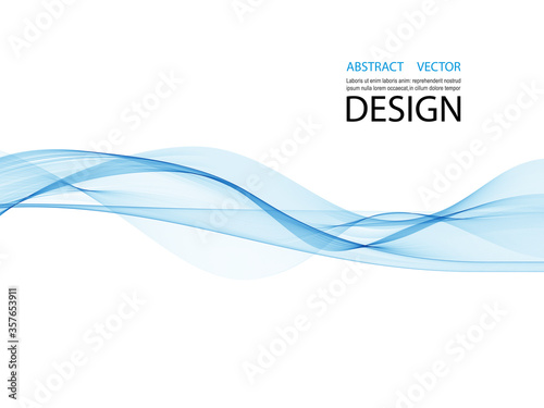 Dynamic blue waves on a white background. Vector illustration.