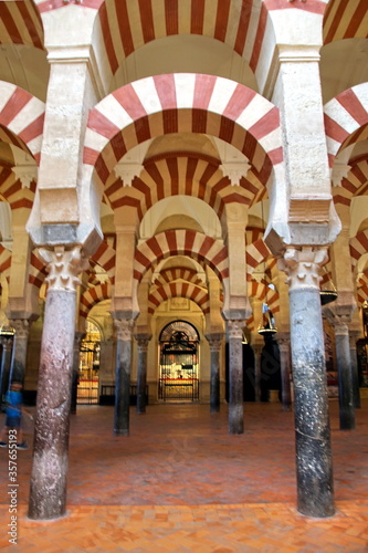 Arches of the Mosque-Cathedral in Cordoba. This Mosque and Cathedral is the most important monument in the city of Cordoba. © othman