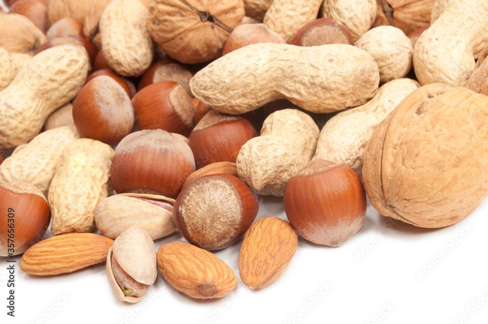 assortment of nuts isolated on white background assortment of nuts isolated on white background
