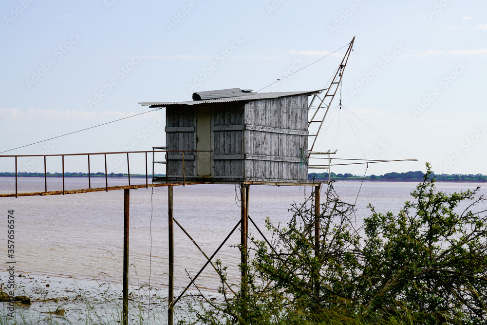 Carrelet on the estuary of garonne in pauillac Gironde Carrelet on the estuary of garonne in pauillac Gironde