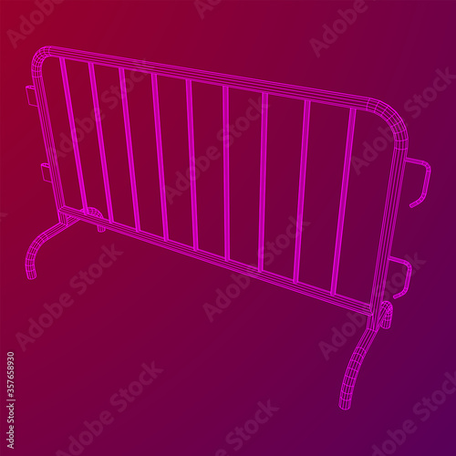 Police riot fence. Wireframe low poly mesh vector illustration.