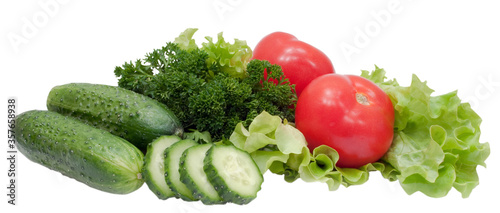 fresh vegetables and greenage  isolated on white background