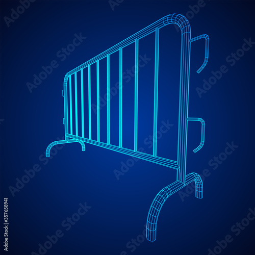 Police riot fence. Wireframe low poly mesh vector illustration.