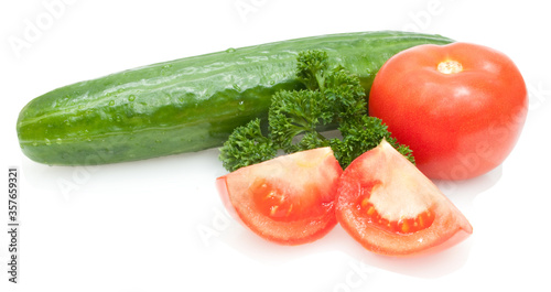 fresh vegetables with drops of water isolated on white background