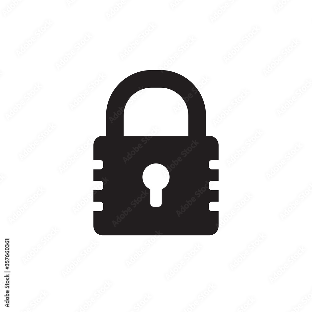 Lock - black icon on white background. Guard protection concept sign. Graphic design element. Padlock web icon. Access Account symbol. Vector illustration.
Lock - black icon on white background. Guard protection concept sign. Graphic design element. Padlock web icon. Access Account symbol. Vector illustration.