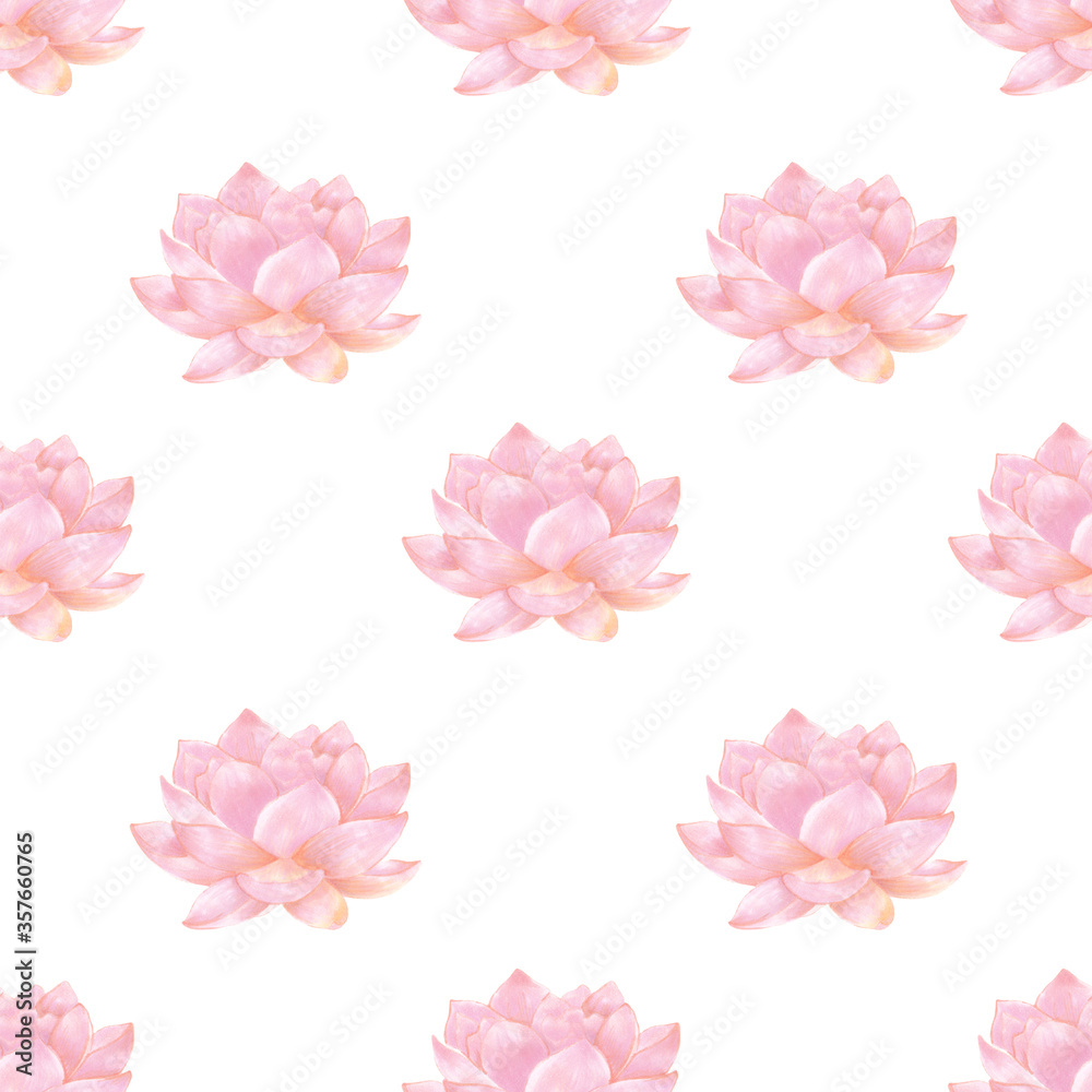 Lotus flowers watercolor seamless pattern
