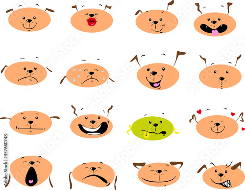 Simple Dog Flat Design Icon Emoticon sticker - Crazy Vector Illustration