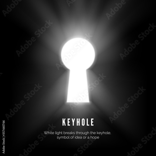 Keyhole. White light breaks through the keyhole symbol of idea or hope. vector illustration photo