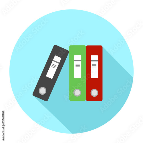 Ring Binder Document Management Files & Folders Sign Symbol - Flat Icon Long Shadow Vector Illustration.