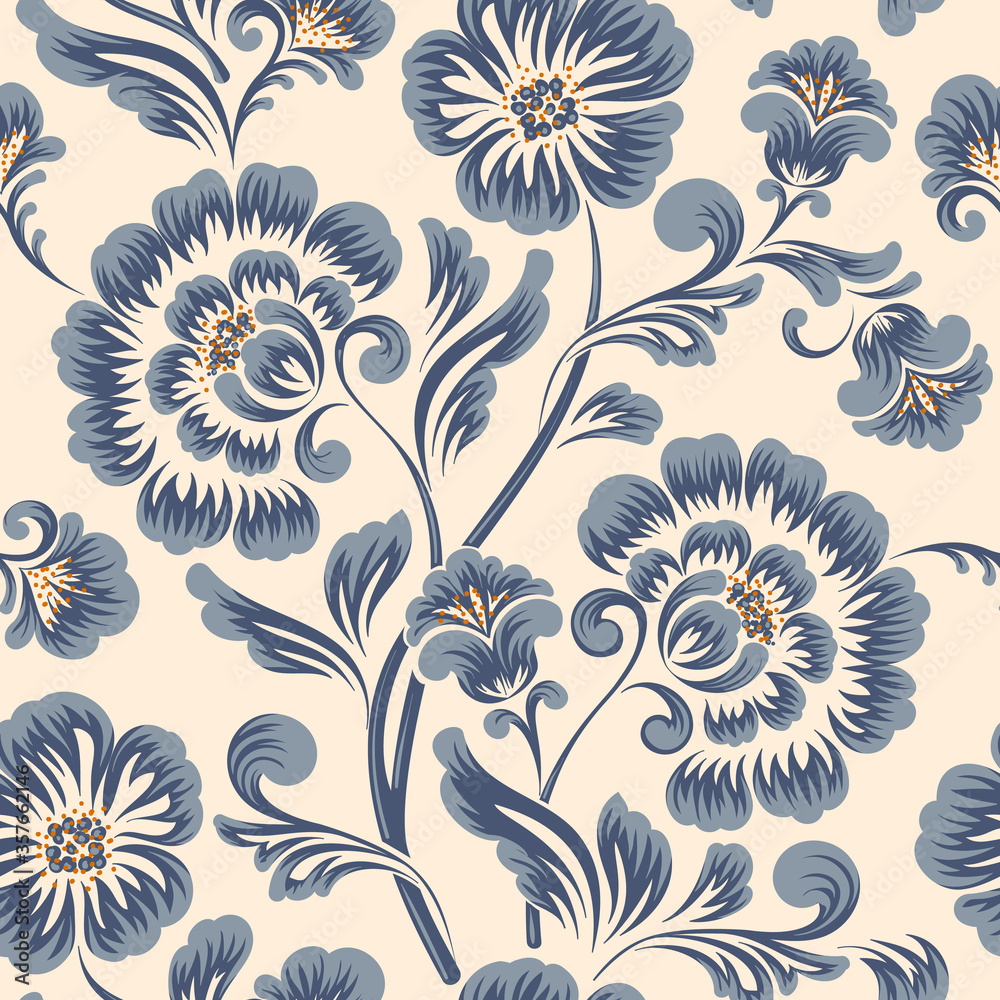 Vector flower seamless pattern element. Elegant texture for backgrounds. Classical luxury old fashioned floral ornament, seamless texture for wallpapers, textile, wrapping.
