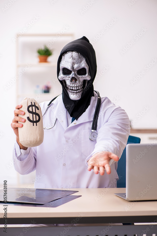 Male devil doctor in expensive medicine concept Male devil doctor in expensive medicine concept