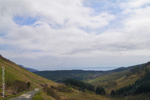 View from "the Ross" on the Isle of Arran. The road crosses the island in the south.