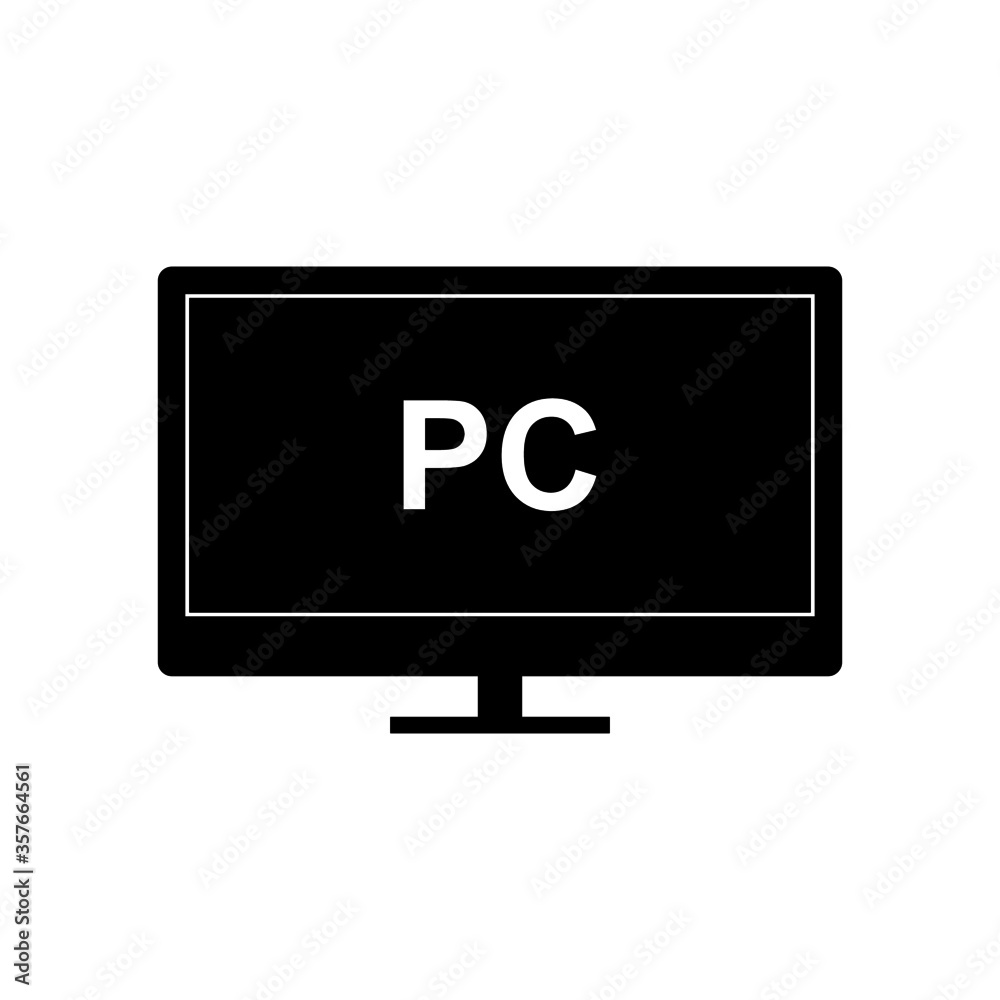 monitor led tv icon vector isolated white monitor led tv icon vector isolated white