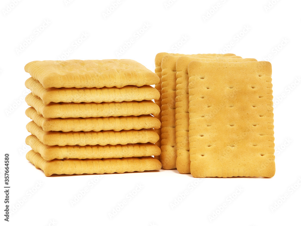 Stack of butter biscuits isolated on white Stack of butter biscuits isolated on white