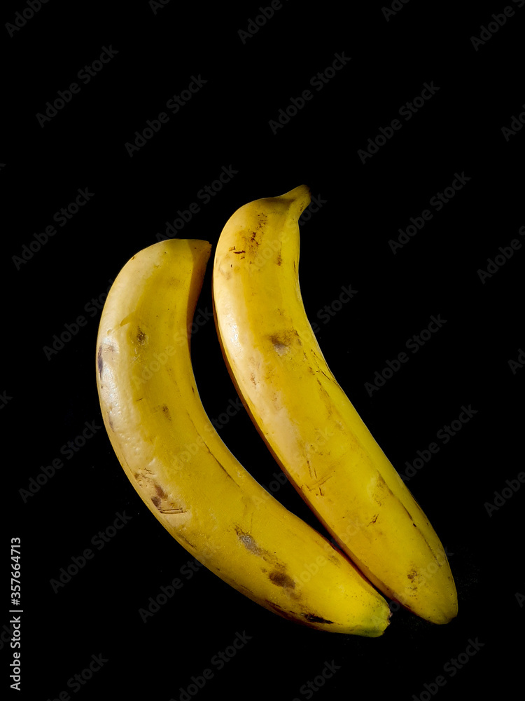Banana with black background isolated