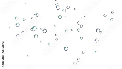 Air bubbles floating and burst under transparent water on black background.