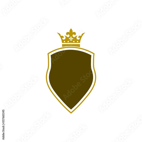 Shield with crown icon isolated on white background
