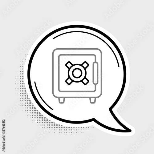 Line Safe icon isolated on grey background. The door safe a bank vault with a combination lock. Reliable Data Protection. Colorful outline concept. Vector