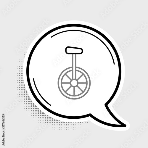 Line Unicycle or one wheel bicycle icon isolated on grey background. Monowheel bicycle. Colorful outline concept. Vector
