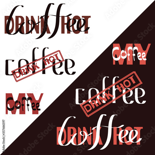 Set of hand drawn coffee theme elements  vector illustration