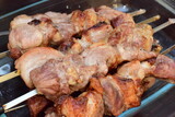 pork kebab meat close up