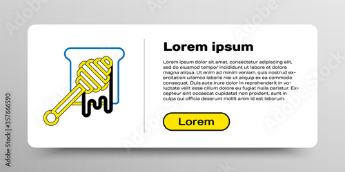 Line Honey dipper stick with dripping honey icon isolated on white background. Honey ladle. Colorful outline concept. Vector