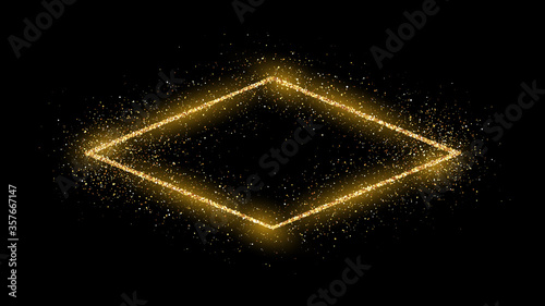 Golden rhombus frame with glitter