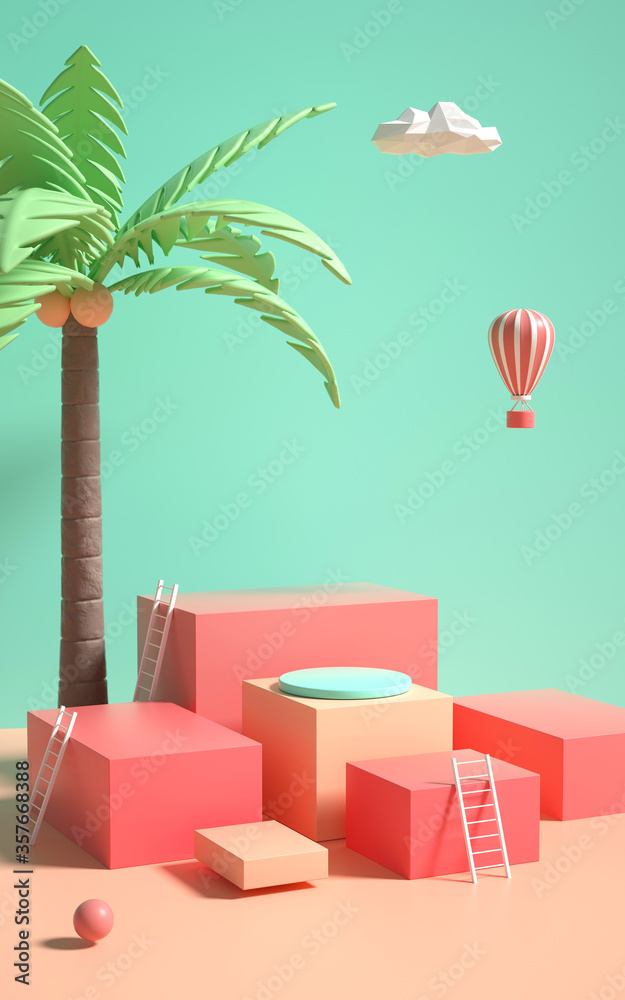 Creative drawing of 3D simulation scene product stand Creative drawing of 3D simulation scene product stand