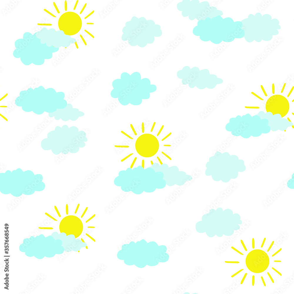 Seamless vector pattern of children's drawing. House, clouds, trees. Line vector drawing. Drawn by a child. Suitable for children's room decoration, fabric, decor. Doodle style. Seamless vector pattern of children's drawing. House, clouds, trees. Line vector drawing. Drawn by a child. Suitable for children's room decoration, fabric, decor. Doodle style.