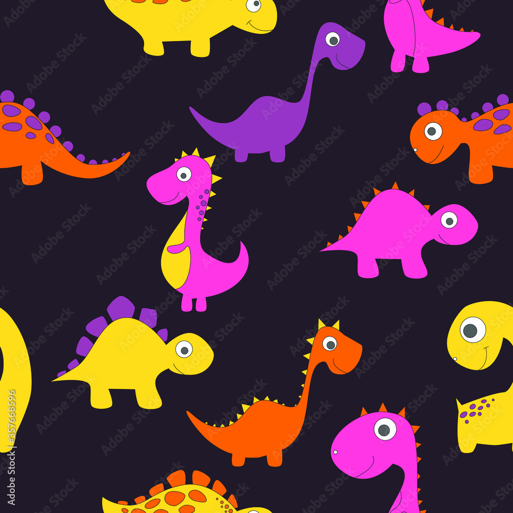 Childish dinosaur seamless pattern for fashion clothes, fabric, t shirts. hand drawn vector Childish dinosaur seamless pattern for fashion clothes, fabric, t shirts. hand drawn vector