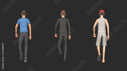 Wallpaper Mural Character Man walking animation with Alpha Channel rear view Torontodigital.ca