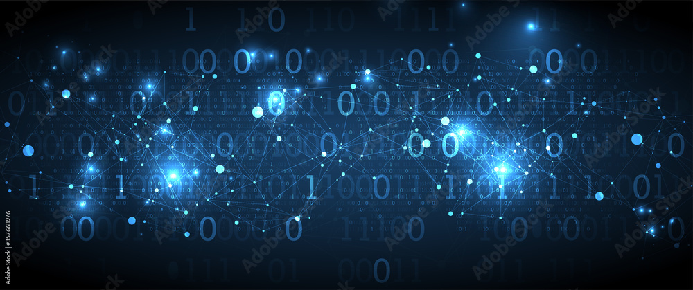 Technology background with plexus effect. Big data concept. Binary ...