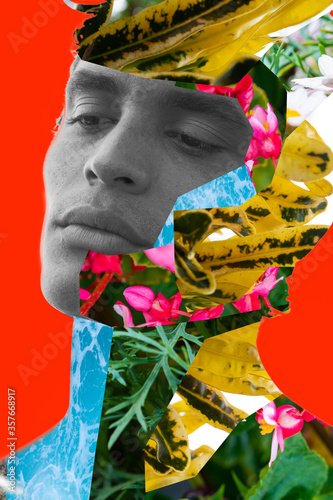 Creative collage mixed with a portrait