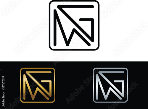 MG letter monogram square shape logo design