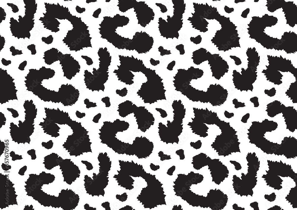 Abstract styled animal skin leopard seamless pattern design. Jaguar, leopard, cheetah, panther fur. Black and white seamless