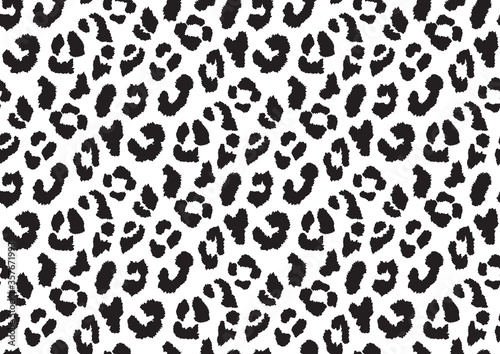 Abstract styled animal skin leopard seamless pattern design. Jaguar, leopard, cheetah, panther fur. Black and white seamless