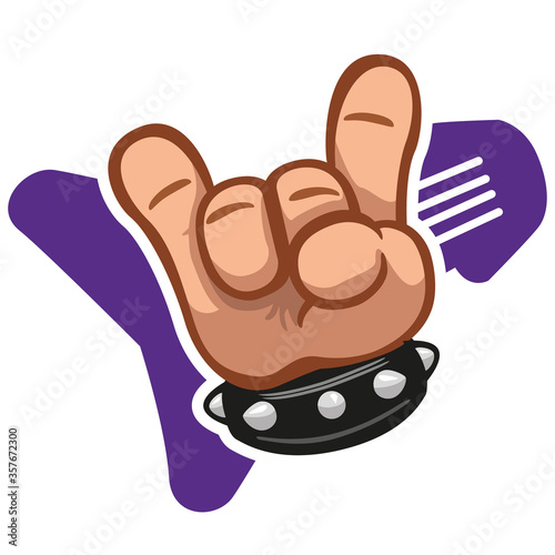 Icons, young people, hand making symbol Heavy metal or rock. Ideal for catalogs, newsletters and institutional material