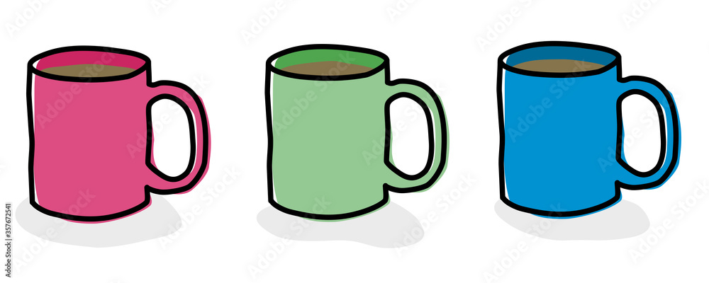 Kaffee Tasse Comic Style gezeichnete Vektor Datei. Anpassbar und  veränderbar nach belieben. Stock Vector | Adobe Stock