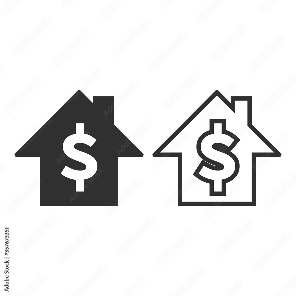 House price icon isolated on white background. Vector illustration. House price icon isolated on white background. Vector illustration.