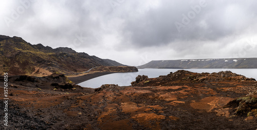 Kleifarvatn lake in Reykjanesfólkvangur nature reserve park in Reykjanes peninsula in South Iceland