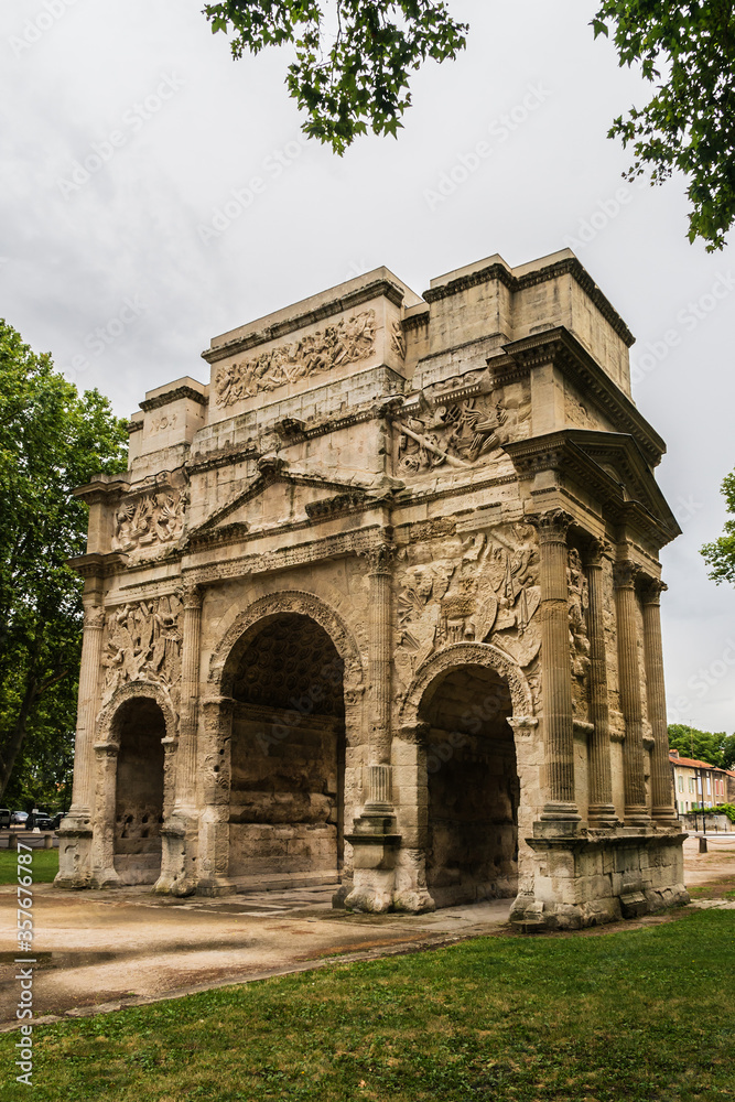 Triumphal Arch of Orange (Arc de Triomphe d Orange) is an Ancient Roman monumental gate, built during reign of Augustus. It is one of the biggest and the oldest Triumphal Arch of Roman Gaul. France.