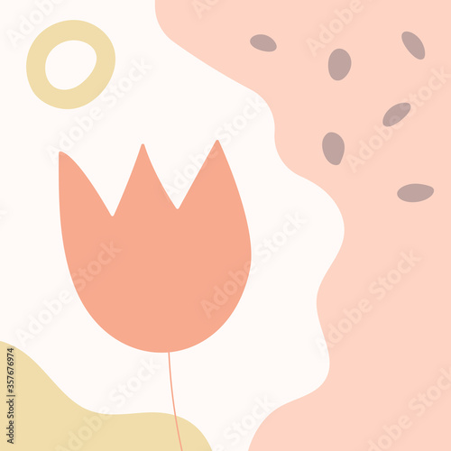 Square modern flat collage. Vector illustration with organic shapes.