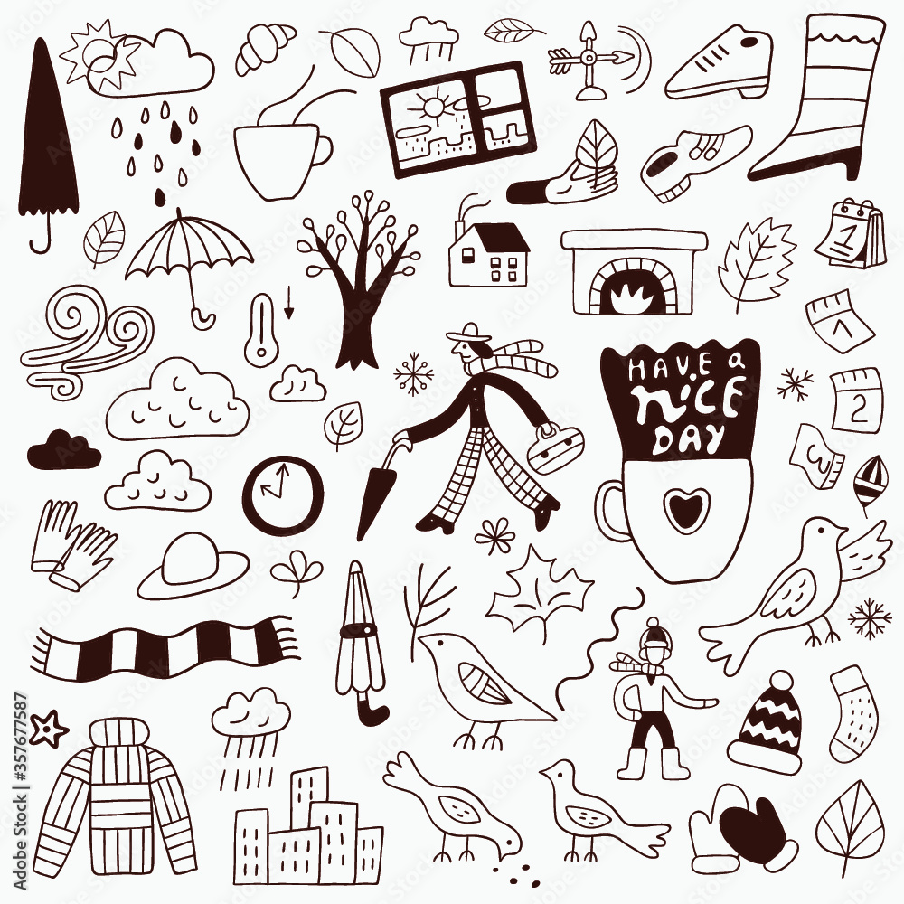 Obraz premium Autumn doodles
