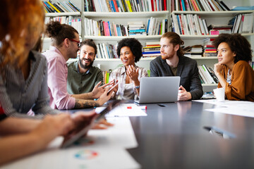 Collaboration and analysis by business people working in office