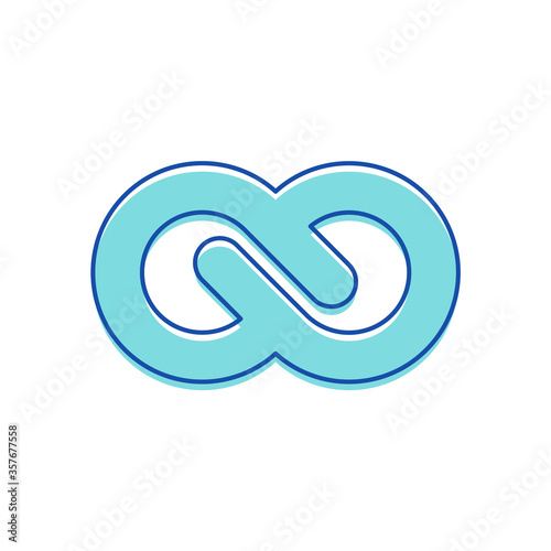 Infinity Symbol Isolated on White Background. Design Element for Company Branding. Blue Contoured Thickness Style Symbol of Repetition and Unlimited Cyclicity. Linear Vector Illustration, Icon, Sign
