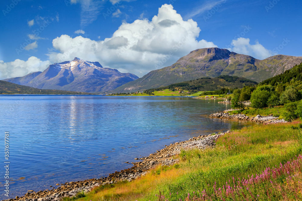 Fjord and great weather,clouds, Troms county